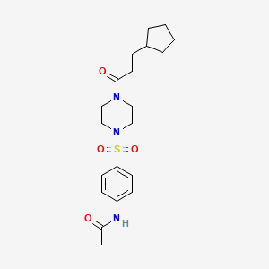 molecular formula C20H29N3O4S B3468423 N~1~-(4-{[4-(3-CYCLOPENTYLPROPANOYL)PIPERAZINO]SULFONYL}PHENYL)ACETAMIDE 