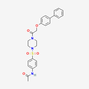 molecular formula C26H27N3O5S B3468432 N-[4-({4-[(biphenyl-4-yloxy)acetyl]piperazin-1-yl}sulfonyl)phenyl]acetamide 
