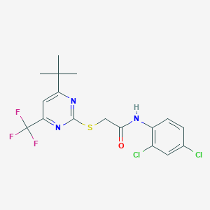 molecular formula C17H16Cl2F3N3OS B3468484 2-{[4-tert-butyl-6-(trifluoromethyl)pyrimidin-2-yl]sulfanyl}-N-(2,4-dichlorophenyl)acetamide 