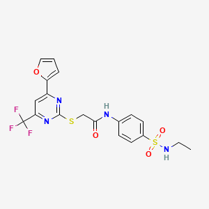 molecular formula C19H17F3N4O4S2 B3468507 N-[4-(ethylsulfamoyl)phenyl]-2-{[4-(furan-2-yl)-6-(trifluoromethyl)pyrimidin-2-yl]sulfanyl}acetamide 