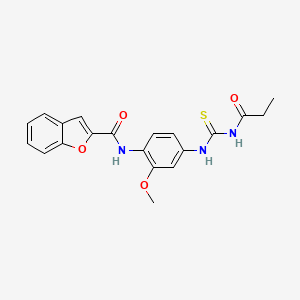 molecular formula C20H19N3O4S B3468771 N-[2-methoxy-4-(propanoylcarbamothioylamino)phenyl]-1-benzofuran-2-carboxamide 