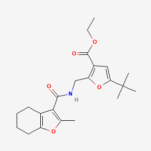 molecular formula C22H29NO5 B3468879 ETHYL 5-TERT-BUTYL-2-{[(2-METHYL-4,5,6,7-TETRAHYDRO-1-BENZOFURAN-3-YL)FORMAMIDO]METHYL}FURAN-3-CARBOXYLATE 