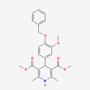 molecular formula C25H27NO6 B3469019 Dimethyl 4-[4-(benzyloxy)-3-methoxyphenyl]-2,6-dimethyl-1,4-dihydropyridine-3,5-dicarboxylate 