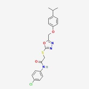 molecular formula C20H20ClN3O3S B3469105 N-(4-chlorophenyl)-2-[(5-{[4-(propan-2-yl)phenoxy]methyl}-1,3,4-oxadiazol-2-yl)sulfanyl]acetamide 