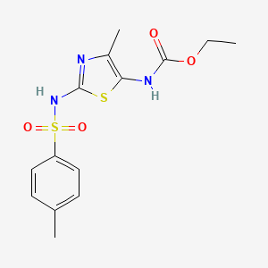 molecular formula C14H17N3O4S2 B3469121 ETHYL N-(4-METHYL-2-{[(4-METHYLPHENYL)SULFONYL]AMINO}-1,3-THIAZOL-5-YL)CARBAMATE 