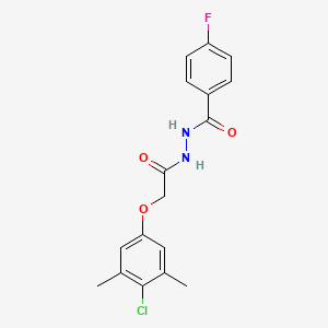 molecular formula C17H16ClFN2O3 B3469246 N'-(2-(4-chloro-3,5-dimethylphenoxy)acetyl)-4-fluorobenzohydrazide 