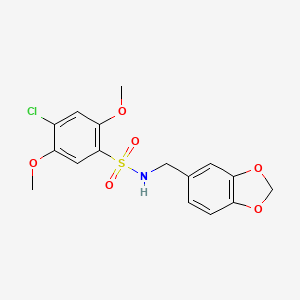 molecular formula C16H16ClNO6S B3469284 N-Benzo[1,3]dioxol-5-ylmethyl-4-chloro-2,5-dimethoxy-benzenesulfonamide 