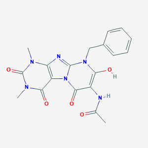 molecular formula C19H18N6O5 B034693 N-(9-benzyl-8-hydroxy-1,3-dimethyl-2,4,6-trioxopurino[7,8-a]pyrimidin-7-yl)acetamide CAS No. 102212-60-2