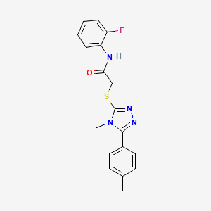 molecular formula C18H17FN4OS B3469369 N-(2-fluorophenyl)-2-{[4-methyl-5-(4-methylphenyl)-4H-1,2,4-triazol-3-yl]sulfanyl}acetamide 