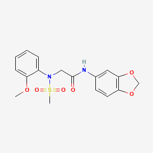 molecular formula C17H18N2O6S B3469444 N-(1,3-benzodioxol-5-yl)-2-(2-methoxy-N-methylsulfonylanilino)acetamide 