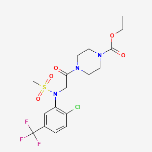 molecular formula C17H21ClF3N3O5S B3469462 ETHYL 4-(2-{N-[2-CHLORO-5-(TRIFLUOROMETHYL)PHENYL]METHANESULFONAMIDO}ACETYL)PIPERAZINE-1-CARBOXYLATE 