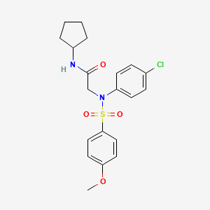 molecular formula C20H23ClN2O4S B3469663 2-(4-chloro-N-(4-methoxyphenyl)sulfonylanilino)-N-cyclopentylacetamide 
