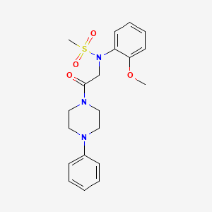 molecular formula C20H25N3O4S B3469724 N-(2-methoxyphenyl)-N-[2-oxo-2-(4-phenylpiperazin-1-yl)ethyl]methanesulfonamide 