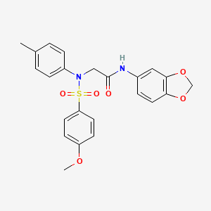 molecular formula C23H22N2O6S B3469726 N-(2H-1,3-BENZODIOXOL-5-YL)-2-[N-(4-METHYLPHENYL)4-METHOXYBENZENESULFONAMIDO]ACETAMIDE 