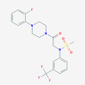 molecular formula C20H21F4N3O3S B3469731 N-{2-[4-(2-fluorophenyl)-1-piperazinyl]-2-oxoethyl}-N-[3-(trifluoromethyl)phenyl]methanesulfonamide 