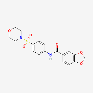 molecular formula C18H18N2O6S B3470010 N-[4-(MORPHOLINE-4-SULFONYL)PHENYL]-2H-1,3-BENZODIOXOLE-5-CARBOXAMIDE 