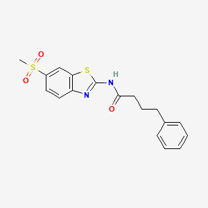 molecular formula C18H18N2O3S2 B3470110 N-(6-METHANESULFONYL-1,3-BENZOTHIAZOL-2-YL)-4-PHENYLBUTANAMIDE 