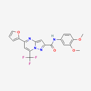 molecular formula C20H15F3N4O4 B3470168 N-(3,4-dimethoxyphenyl)-5-(furan-2-yl)-7-(trifluoromethyl)pyrazolo[1,5-a]pyrimidine-2-carboxamide 