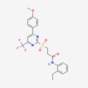 molecular formula C23H22F3N3O4S B3470292 N-(2-ethylphenyl)-3-{[4-(4-methoxyphenyl)-6-(trifluoromethyl)pyrimidin-2-yl]sulfonyl}propanamide 