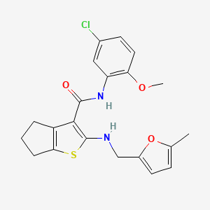molecular formula C21H21ClN2O3S B3470368 N-(5-chloro-2-methoxyphenyl)-2-{[(5-methyl-2-furyl)methyl]amino}-5,6-dihydro-4H-cyclopenta[b]thiophene-3-carboxamide 