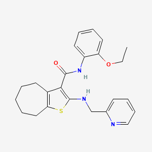 molecular formula C24H27N3O2S B3470379 N-(2-ethoxyphenyl)-2-[(2-pyridinylmethyl)amino]-5,6,7,8-tetrahydro-4H-cyclohepta[b]thiophene-3-carboxamide 