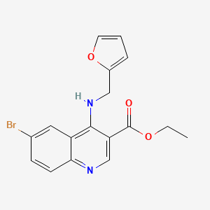 molecular formula C17H15BrN2O3 B3470463 ETHYL 6-BROMO-4-{[(FURAN-2-YL)METHYL]AMINO}QUINOLINE-3-CARBOXYLATE 