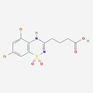 molecular formula C11H10Br2N2O4S B034706 5,7-Dibromo-2H-1,2,4-benzothiadiazine-3-butanoic acid 1,1-dioxide CAS No. 101064-04-4