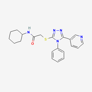 molecular formula C21H23N5OS B3470686 N-cyclohexyl-2-{[4-phenyl-5-(pyridin-3-yl)-4H-1,2,4-triazol-3-yl]sulfanyl}acetamide 