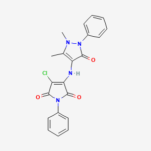 molecular formula C21H17ClN4O3 B3470775 3-chloro-4-[(1,5-dimethyl-3-oxo-2-phenylpyrazol-4-yl)amino]-1-phenylpyrrole-2,5-dione 