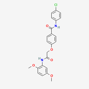 molecular formula C23H21ClN2O5 B3470894 N-(4-chlorophenyl)-4-[2-(2,5-dimethoxyanilino)-2-oxoethoxy]benzamide 