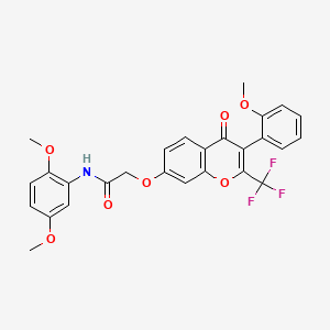 molecular formula C27H22F3NO7 B3470915 N-(2,5-dimethoxyphenyl)-2-[3-(2-methoxyphenyl)-4-oxo-2-(trifluoromethyl)chromen-7-yl]oxyacetamide 