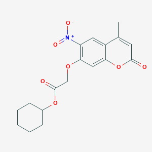 molecular formula C18H19NO7 B3471211 Cyclohexyl 2-(4-methyl-6-nitro-2-oxochromen-7-yl)oxyacetate 