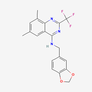 molecular formula C19H16F3N3O2 B3471226 N-(benzo[d][1,3]dioxol-5-ylmethyl)-6,8-dimethyl-2-(trifluoromethyl)quinazolin-4-amine 