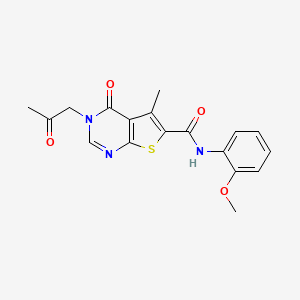 molecular formula C18H17N3O4S B3471396 N-(2-methoxyphenyl)-5-methyl-4-oxo-3-(2-oxopropyl)thieno[2,3-d]pyrimidine-6-carboxamide 