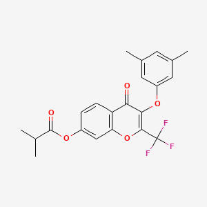 molecular formula C22H19F3O5 B3471786 3-(3,5-dimethylphenoxy)-4-oxo-2-(trifluoromethyl)-4H-chromen-7-yl 2-methylpropanoate 
