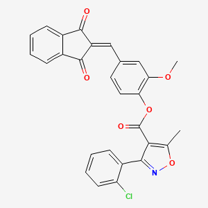 molecular formula C28H18ClNO6 B3471960 4-[(1,3-dioxo-1,3-dihydro-2H-inden-2-ylidene)methyl]-2-methoxyphenyl 3-(2-chlorophenyl)-5-methyl-1,2-oxazole-4-carboxylate 