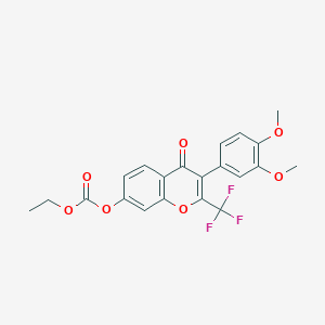 molecular formula C21H17F3O7 B3472058 3-(3,4-dimethoxyphenyl)-4-oxo-2-(trifluoromethyl)-4H-chromen-7-yl ethyl carbonate 