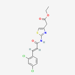 molecular formula C16H14Cl2N2O3S B3472086 (E)-ethyl 2-(2-(3-(2,4-dichlorophenyl)acrylamido)thiazol-4-yl)acetate 