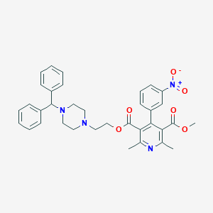 molecular formula C35H36N4O6 B034721 2-(4-(Diphenylmethyl)-1-piperazinyl)ethylmethyl-2,6-dimethyl-4-(3-nitrophenyl)-3,5-pyridinedicarboxylate CAS No. 104305-93-3
