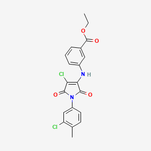 molecular formula C20H16Cl2N2O4 B3472310 ethyl 3-{[4-chloro-1-(3-chloro-4-methylphenyl)-2,5-dioxo-2,5-dihydro-1H-pyrrol-3-yl]amino}benzoate 