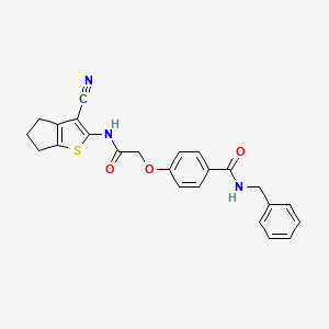 molecular formula C24H21N3O3S B3472415 N-benzyl-4-[2-[(3-cyano-5,6-dihydro-4H-cyclopenta[b]thiophen-2-yl)amino]-2-oxoethoxy]benzamide 