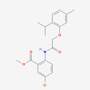 molecular formula C20H22BrNO4 B3472586 Methyl 5-bromo-2-[[2-(5-methyl-2-propan-2-ylphenoxy)acetyl]amino]benzoate 