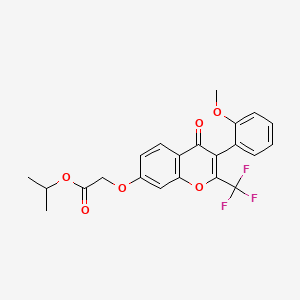 molecular formula C22H19F3O6 B3472748 PROPAN-2-YL 2-{[3-(2-METHOXYPHENYL)-4-OXO-2-(TRIFLUOROMETHYL)-4H-CHROMEN-7-YL]OXY}ACETATE 