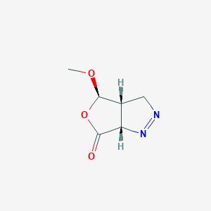molecular formula C6H8N2O3 B034733 6H-Furo[3,4-c]pyrazol-6-one,3,3a,4,6a-tetrahydro-4-methoxy-,(3aR,4R,6aS)-rel-(9CI) CAS No. 108943-26-6