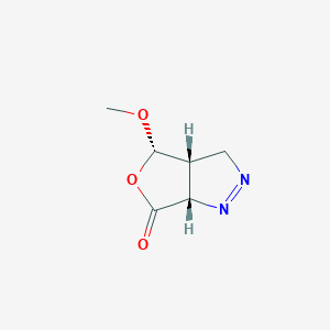 molecular formula C6H8N2O3 B034746 6H-Furo[3,4-c]pyrazol-6-one,3,3a,4,6a-tetrahydro-4-methoxy-,(3aR,4S,6aS)-rel-(9CI) CAS No. 108858-40-8