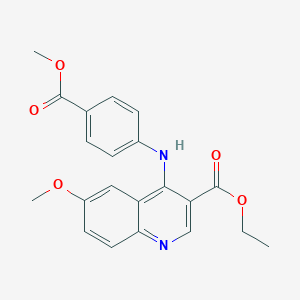 molecular formula C21H20N2O5 B3474923 ethyl 6-methoxy-4-{[4-(methoxycarbonyl)phenyl]amino}-3-quinolinecarboxylate 