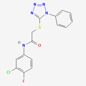 molecular formula C15H11ClFN5OS B3475416 N-(3-chloro-4-fluorophenyl)-2-[(1-phenyl-1H-1,2,3,4-tetrazol-5-yl)sulfanyl]acetamide 