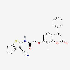 molecular formula C26H20N2O4S B3475505 N-(3-cyano-5,6-dihydro-4H-cyclopenta[b]thiophen-2-yl)-2-(8-methyl-2-oxo-4-phenylchromen-7-yl)oxyacetamide 