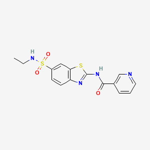 molecular formula C15H14N4O3S2 B3475548 N-{6-[(ethylamino)sulfonyl]-1,3-benzothiazol-2-yl}nicotinamide 