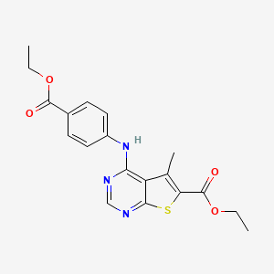 molecular formula C19H19N3O4S B3476272 Ethyl 4-(4-ethoxycarbonylanilino)-5-methylthieno[2,3-d]pyrimidine-6-carboxylate 